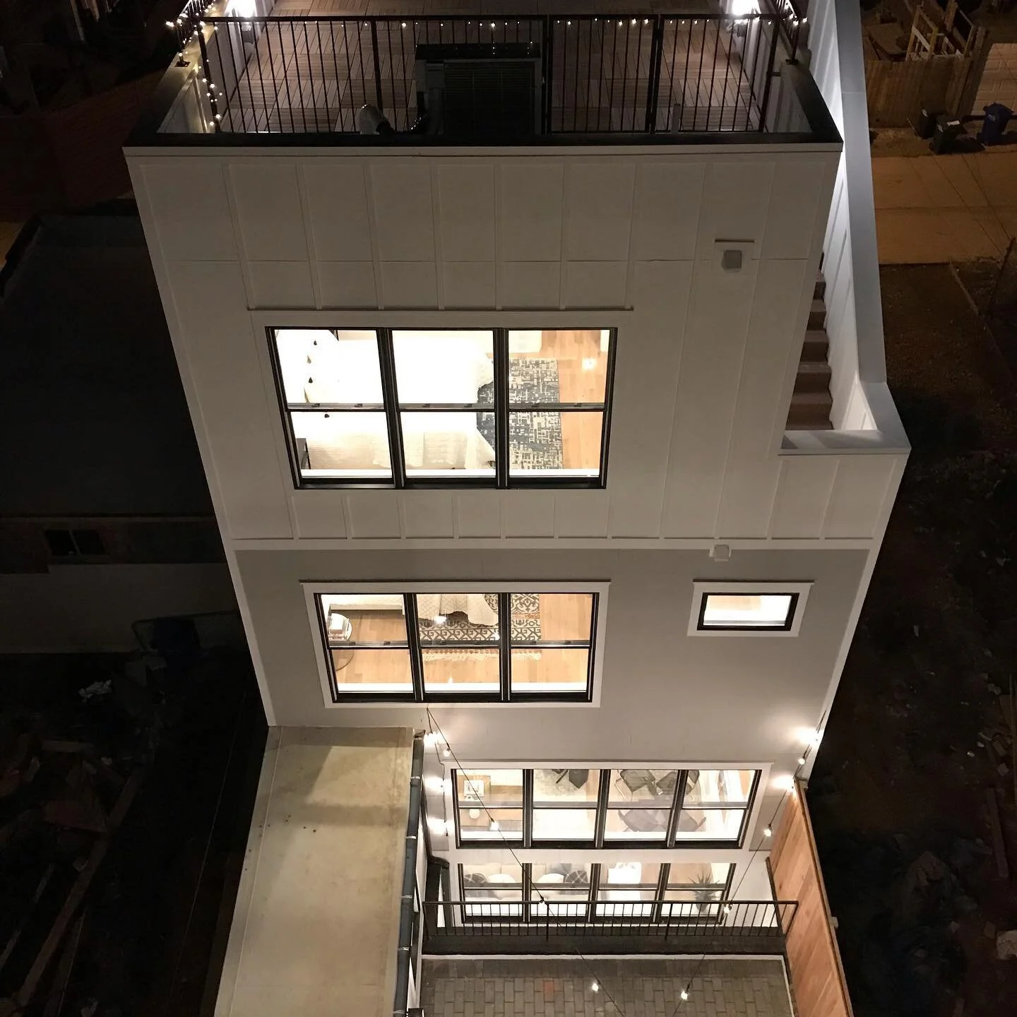 After and before of our 4 level alley townhouse at Otis Flats.