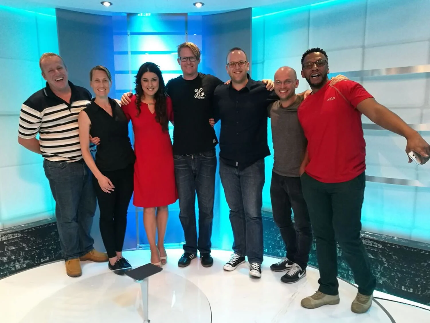 Ne'er a better looking bunch of TV people you will see in Africa. 