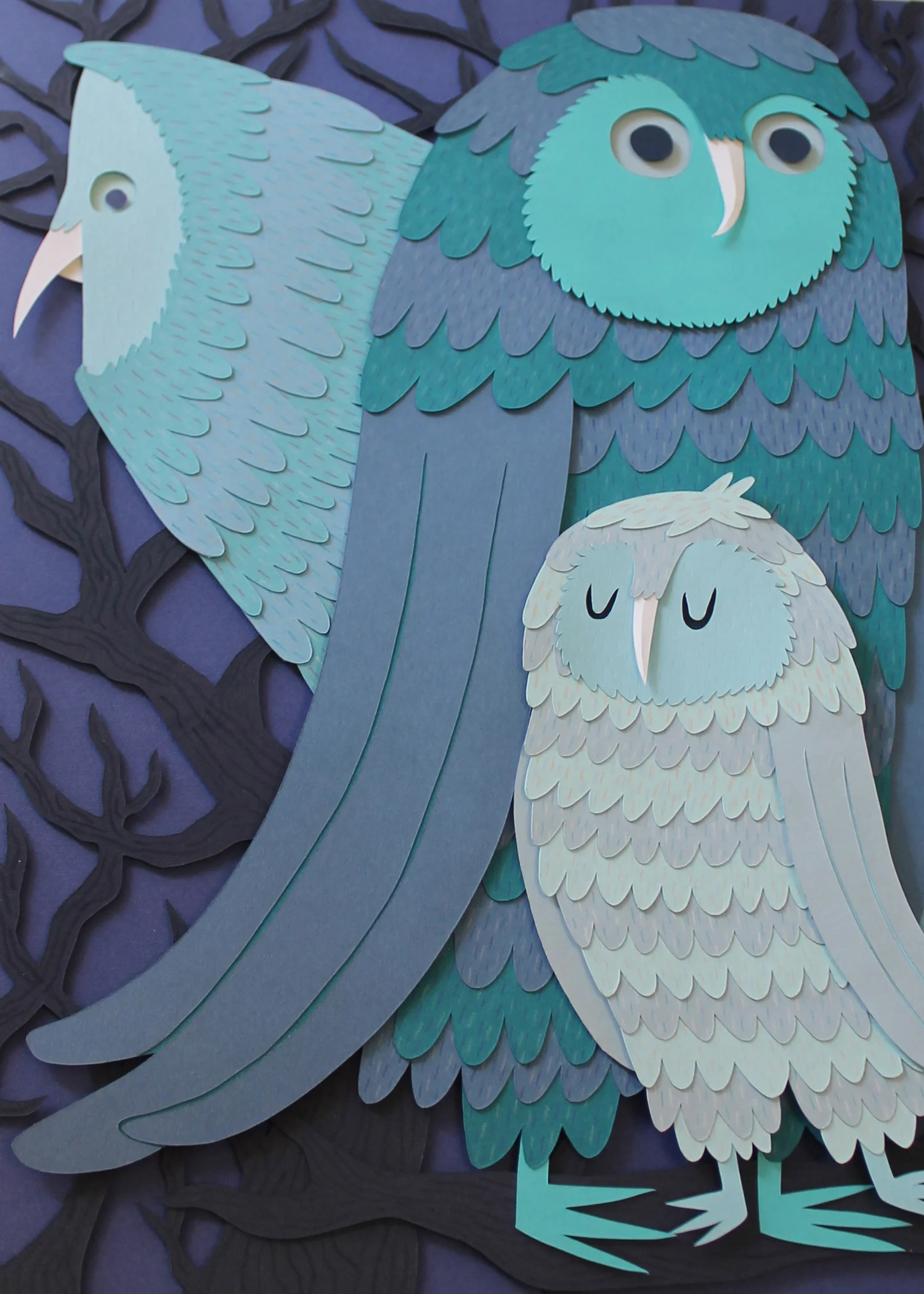 Owl Family by Jared Andrew Schorr from Paperworks 2013