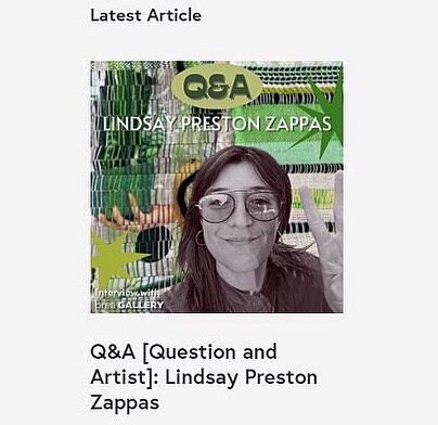 New blog dropped! 💥📰 Q&amp;A [Question &amp; Artist] Interview with Lindsay Preston Zappas! 🌿

Lindsay shared some wise words about her craft and artistic process, while also shining light on her LA-based art magazine, Carla that she runs as the e