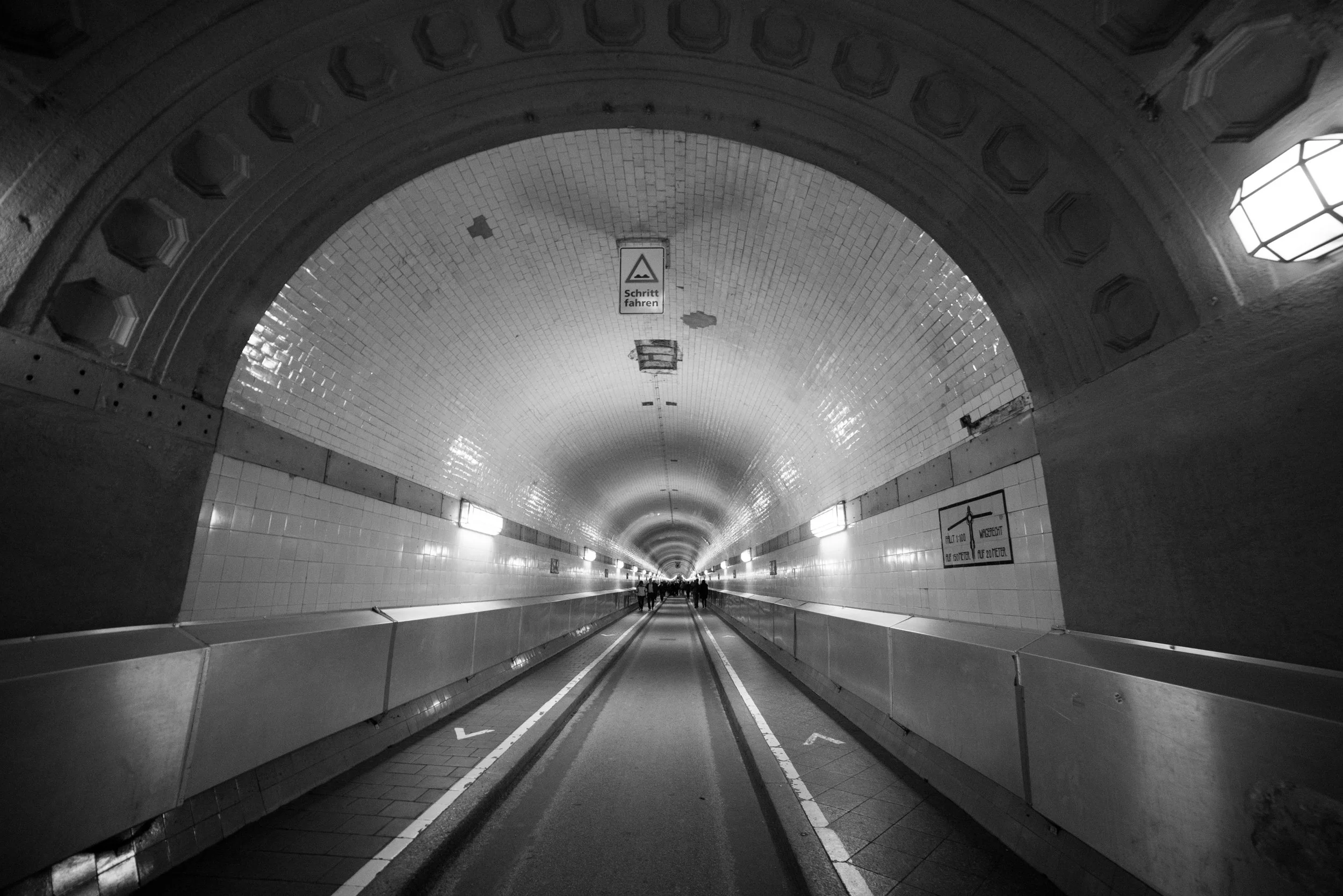 The Alter Elbtunnel, a tunnel for vehicles and pedestrians that connected central Hamburg with the docks and shipyards on the south side of the river Elbe.