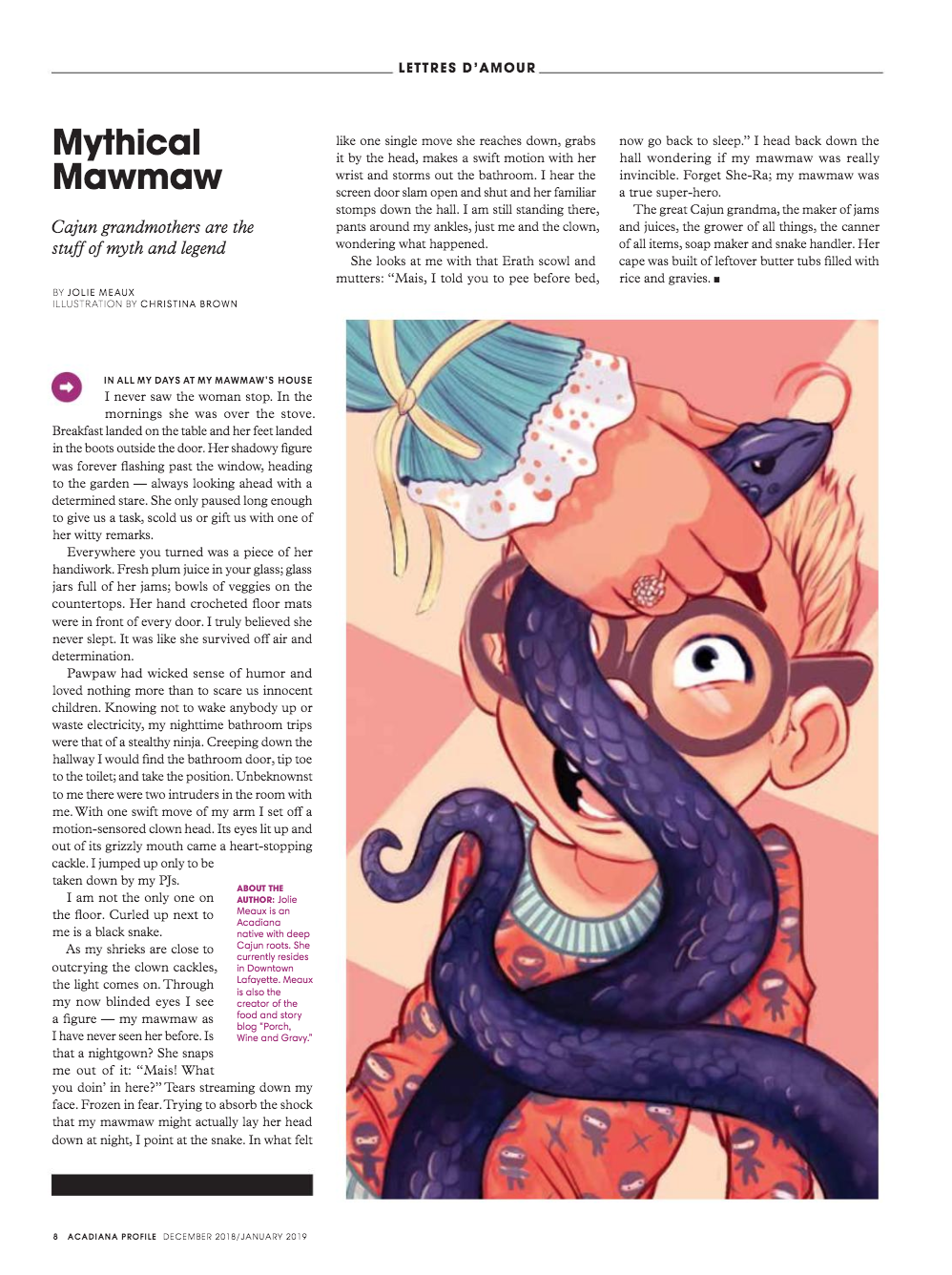 Mythical Mawmaw story (and an amazing illustration by Christina Brown) in Acadiana Profile Magazine.