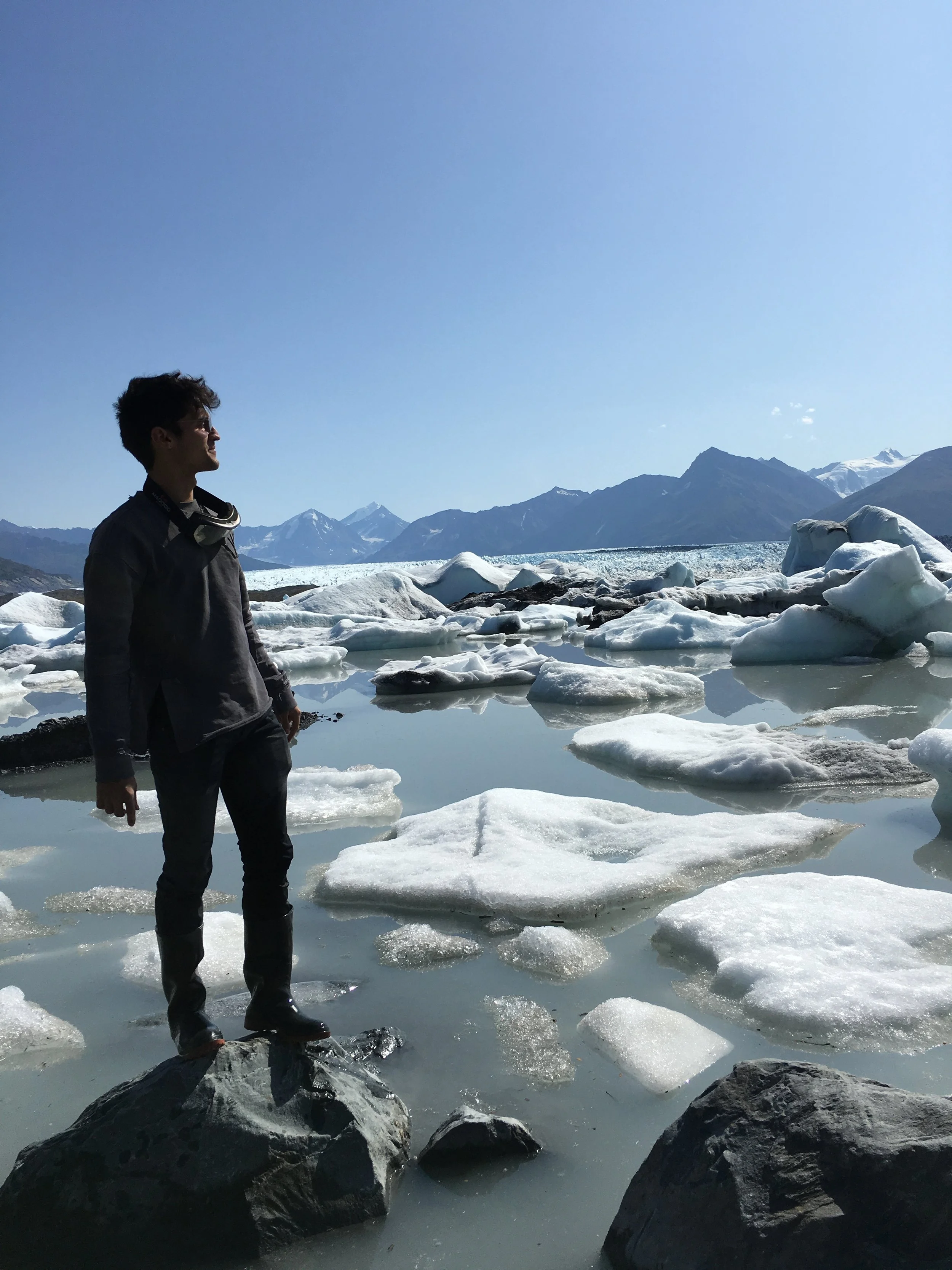 Jumping in the glacier