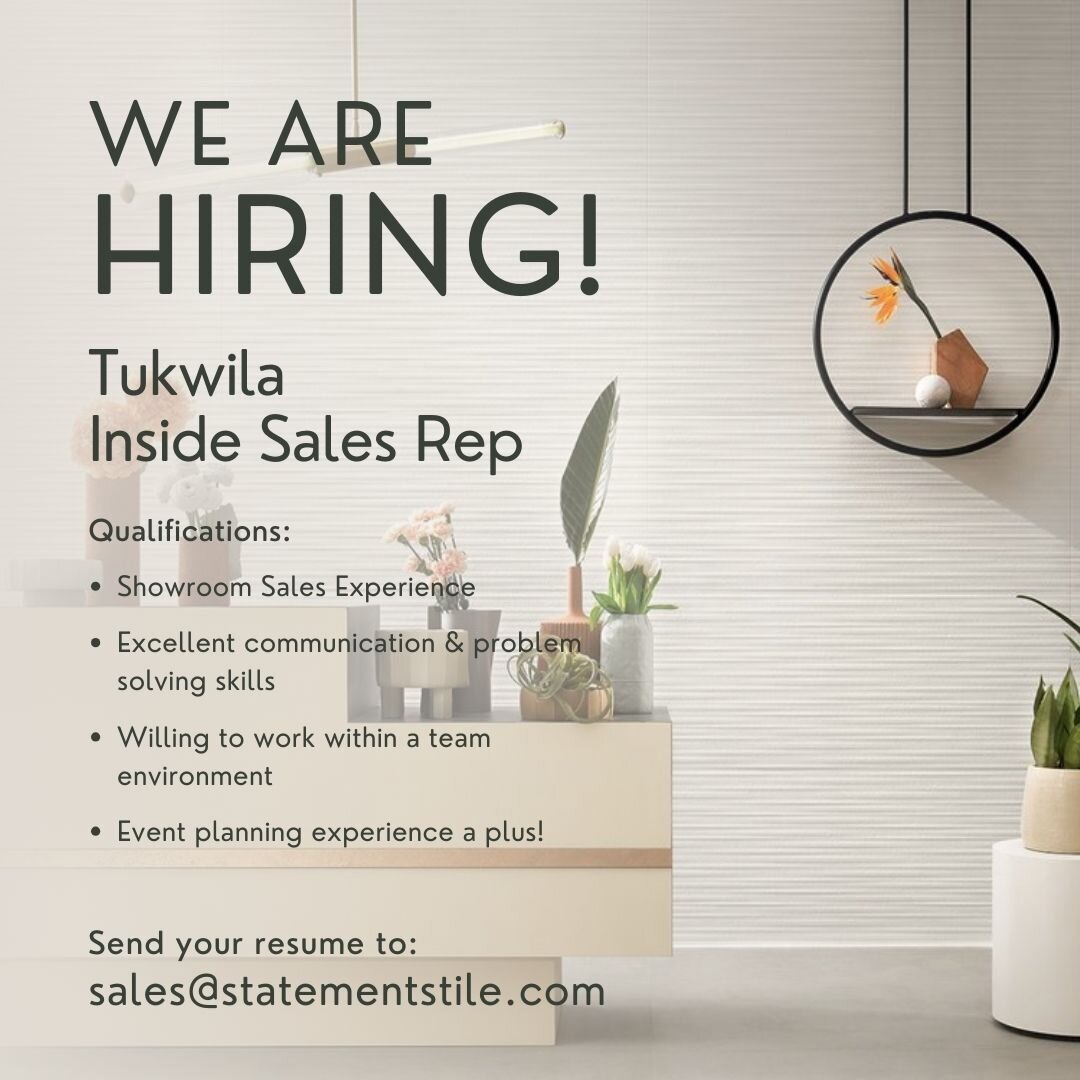 Attention Sales Rock Stars!

We're currently searching for an experienced inside sales rep to join our amazing team in Tukwila! If you have sales experience, excellent communication skills and work well in a team environment, or you know about someon