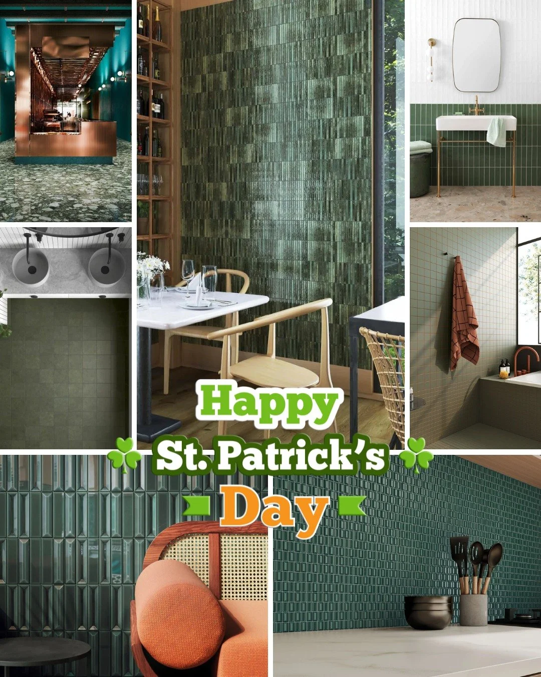 Happy St. Patrick&rsquo;s Day! 🍀

Feeling lucky? Our green tiles are serving serious style&mdash;designs so good they might just make everyone else a little green with envy. 💚✨

#HappyStPatricksDay #GreenWithEnvy #LuckyDesign #TileInspiration #Stat