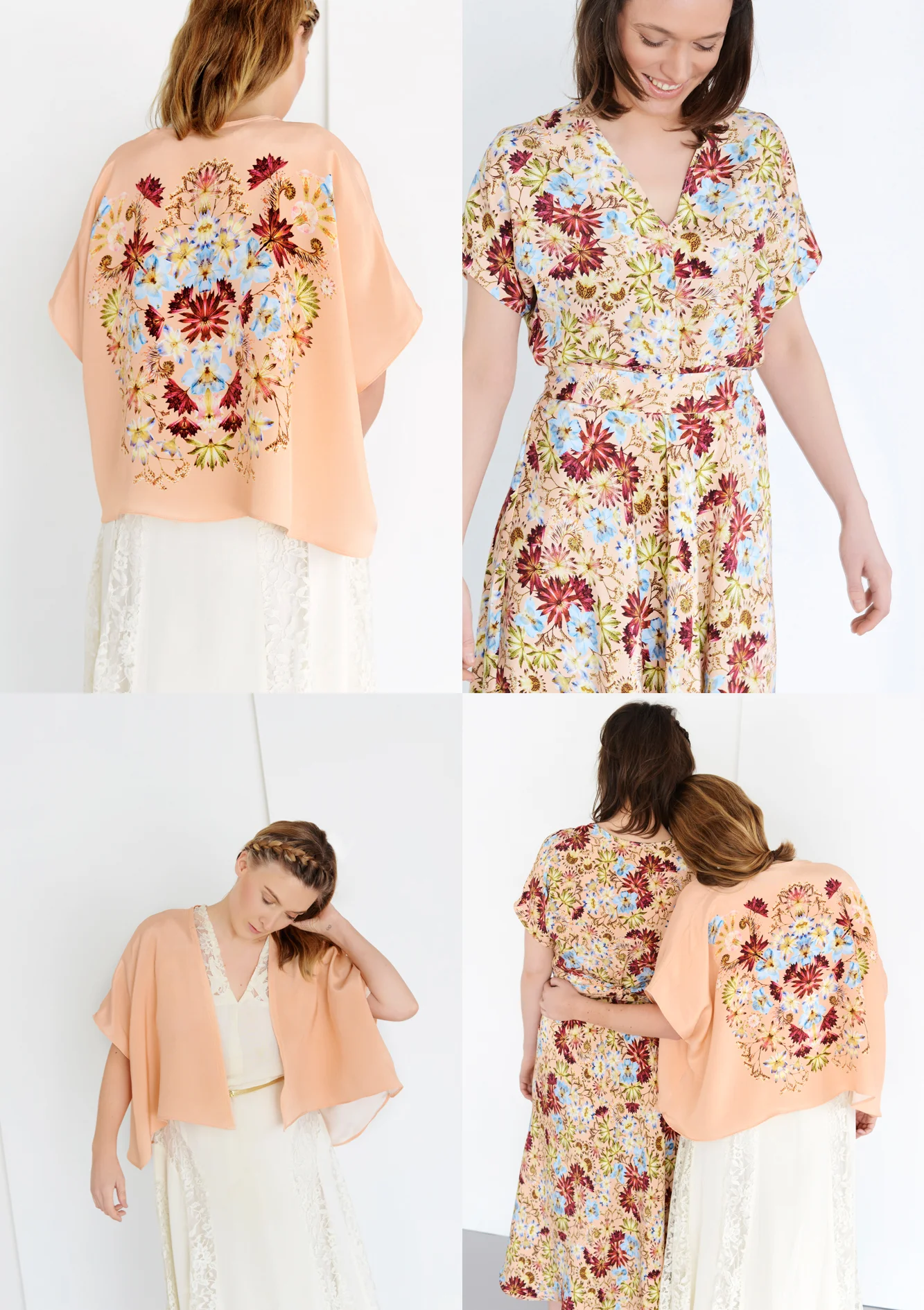 Francis + Louise - Kingscote Peach - Bridesmaid dress and brides Kimono