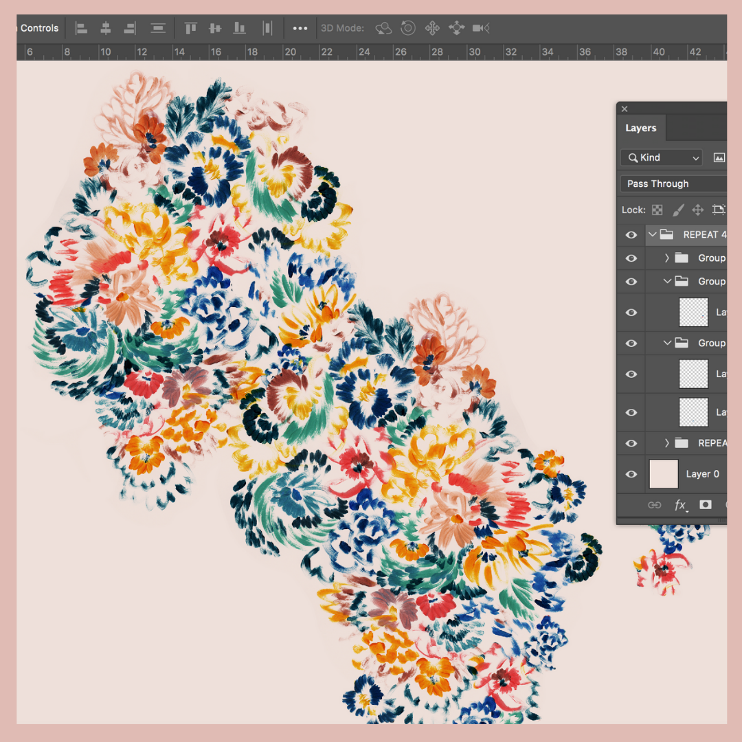 Creating a repeating floral print in photoshop for bespoke wedding accessories