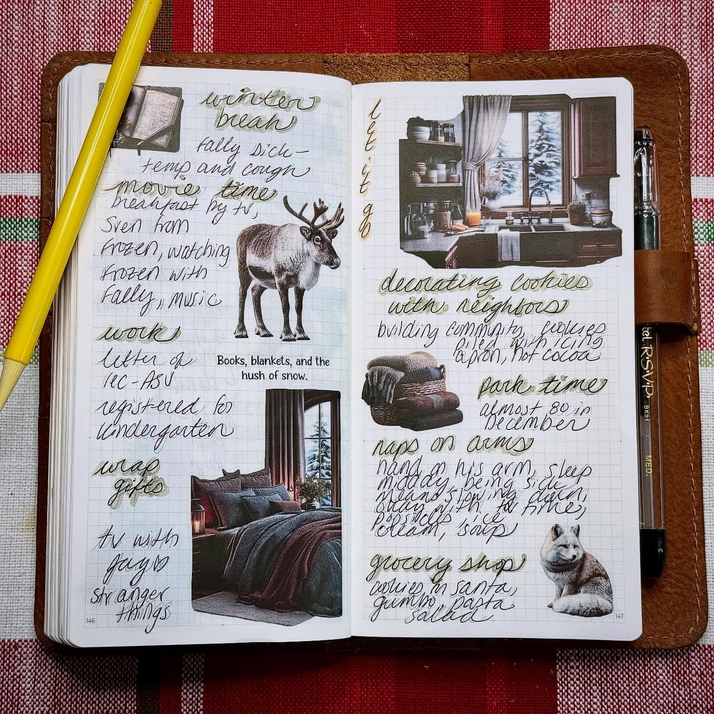 Quick winter break layout. ❄️ ⛄️ 

Cover: @thechicsparrow 
Notebook: @sterlingink 
Stickers: @planningwithk 

#winterbreak #winter #writingmindset #journal #sterlingink