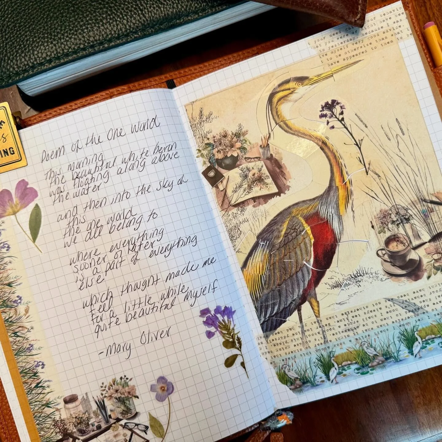 Journal dump from this week. A reminder from Mary Oliver and some journaling pages with stickers. 

#writingmindset #journaling #journal #create #notebook