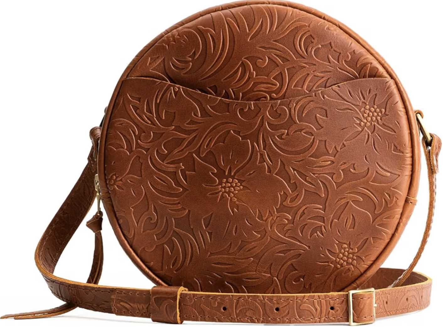Portland Leather Goods Circle Crossbody Bag for Women - Full-Grain Leather
