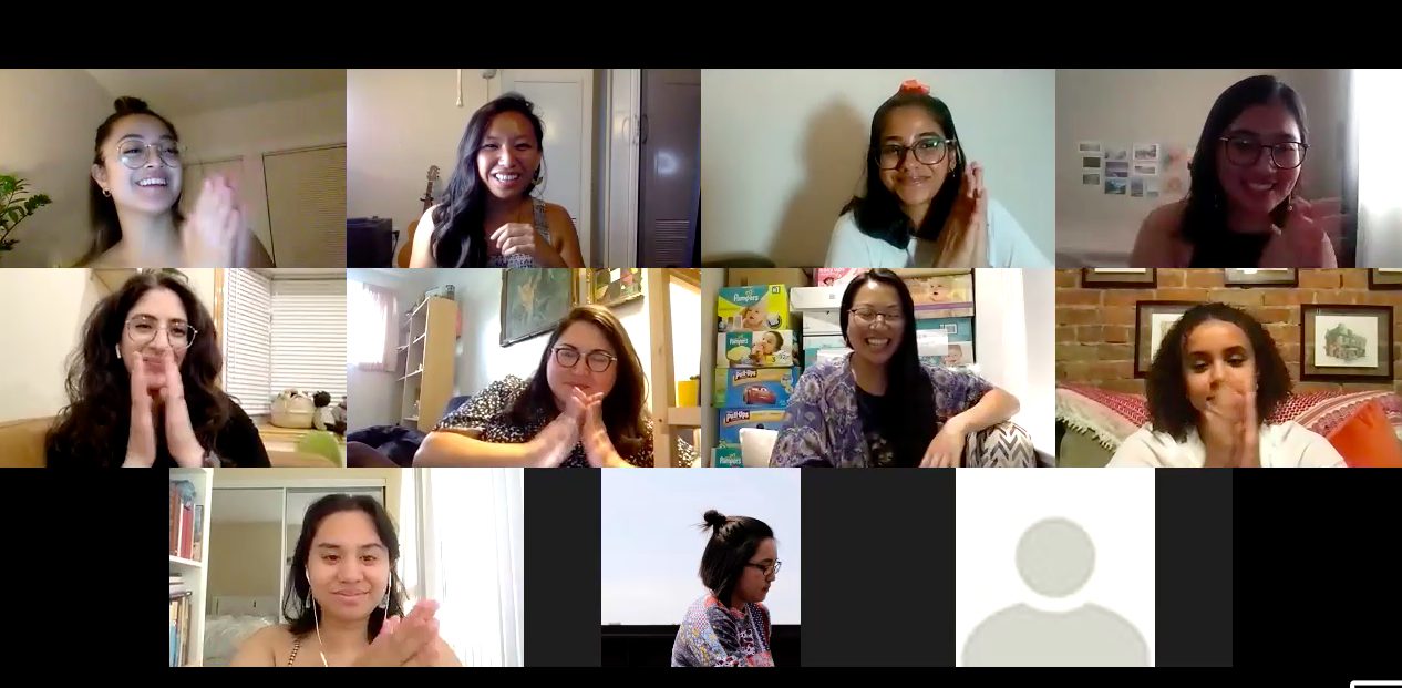 Video conference call with 11 women