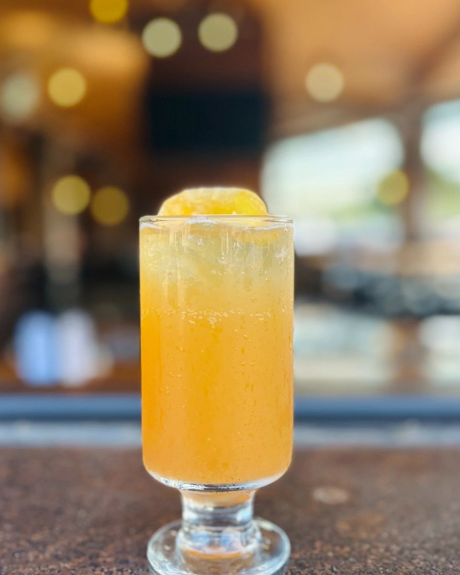 Don't miss our Pear-tember Fizz made with house made maple sugar and cinnamon simple with pear pur&eacute;e and champagne; served over light ice with a candied ginger garnish.