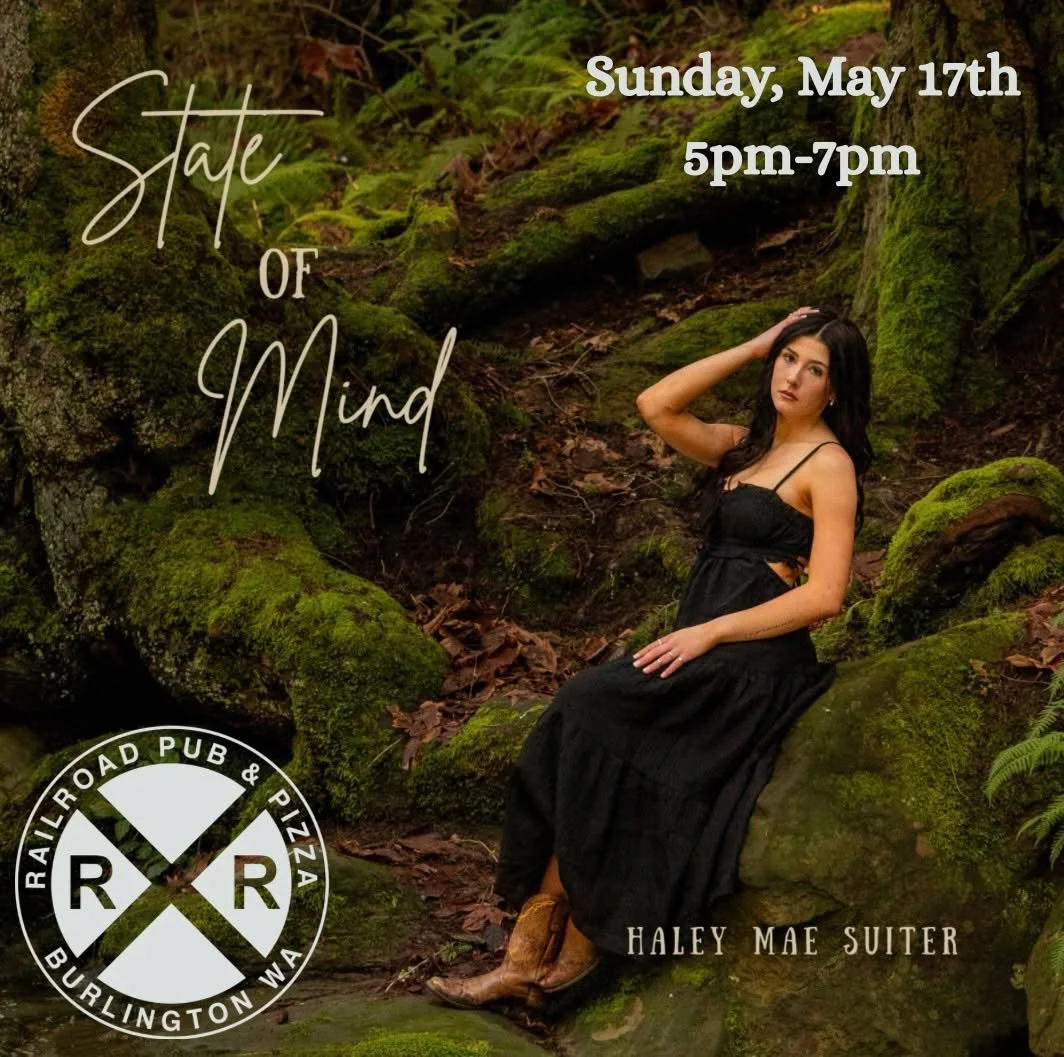 TONIGHT at RAILROAD! Join us for a special night celebrating Haley Mae Suiter and the release of her debut album, State of Mind, at Railroad Pub &amp; Pizza! This Sunday from 5 PM&ndash;7 PM, Haley will be playing a solo set from 5PM-7PM featuring al