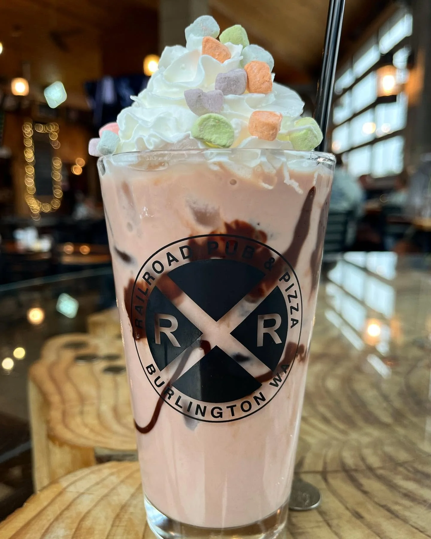 The kids love our Lucky Double! It's made with local Twin Brook Creamery chocolate milk, chocolate syrup swirl, and topped with whipped cream and magic marshmallows.