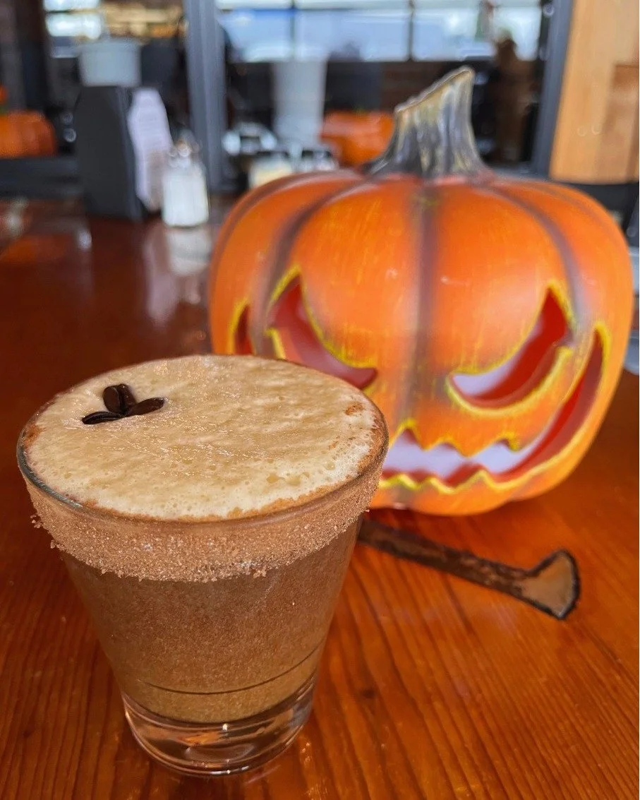 Don's miss the Pumpkin Pie Espresso Martini. Craftwell Cocktails Chocolate Espresso Martini on draft, with pumpkin pie and brown sugar flavors and topped with pumpkin cold foam.
