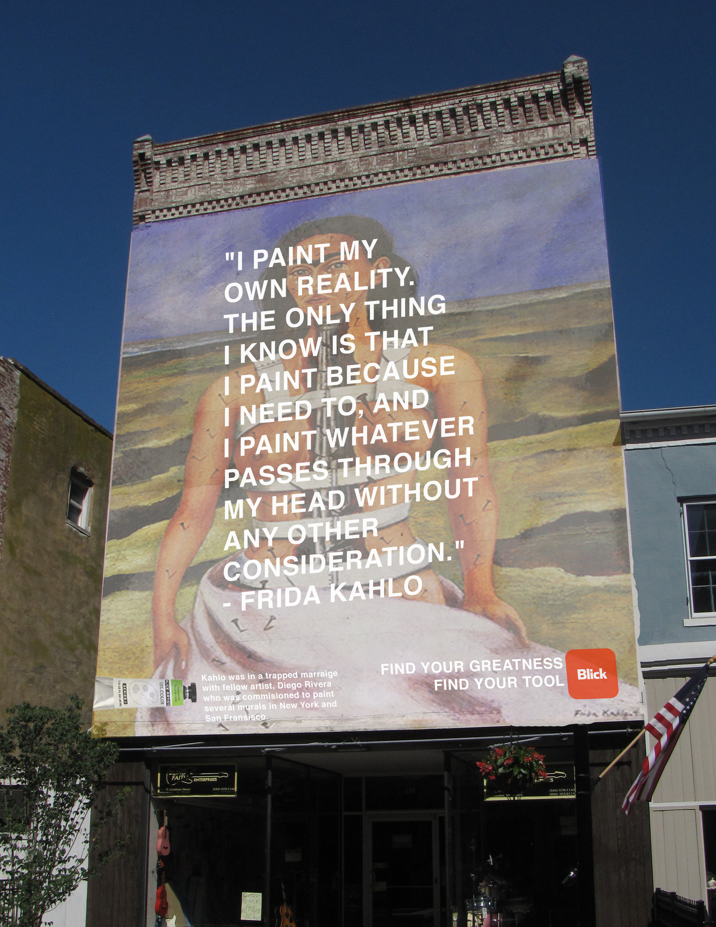 Background Image, Frida painting, and Blick logo: Google ImagesPaint tube: Blick website