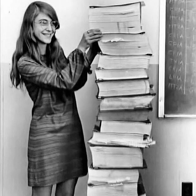 Margaret Hamilton with her code (Credit: MIT Museum)