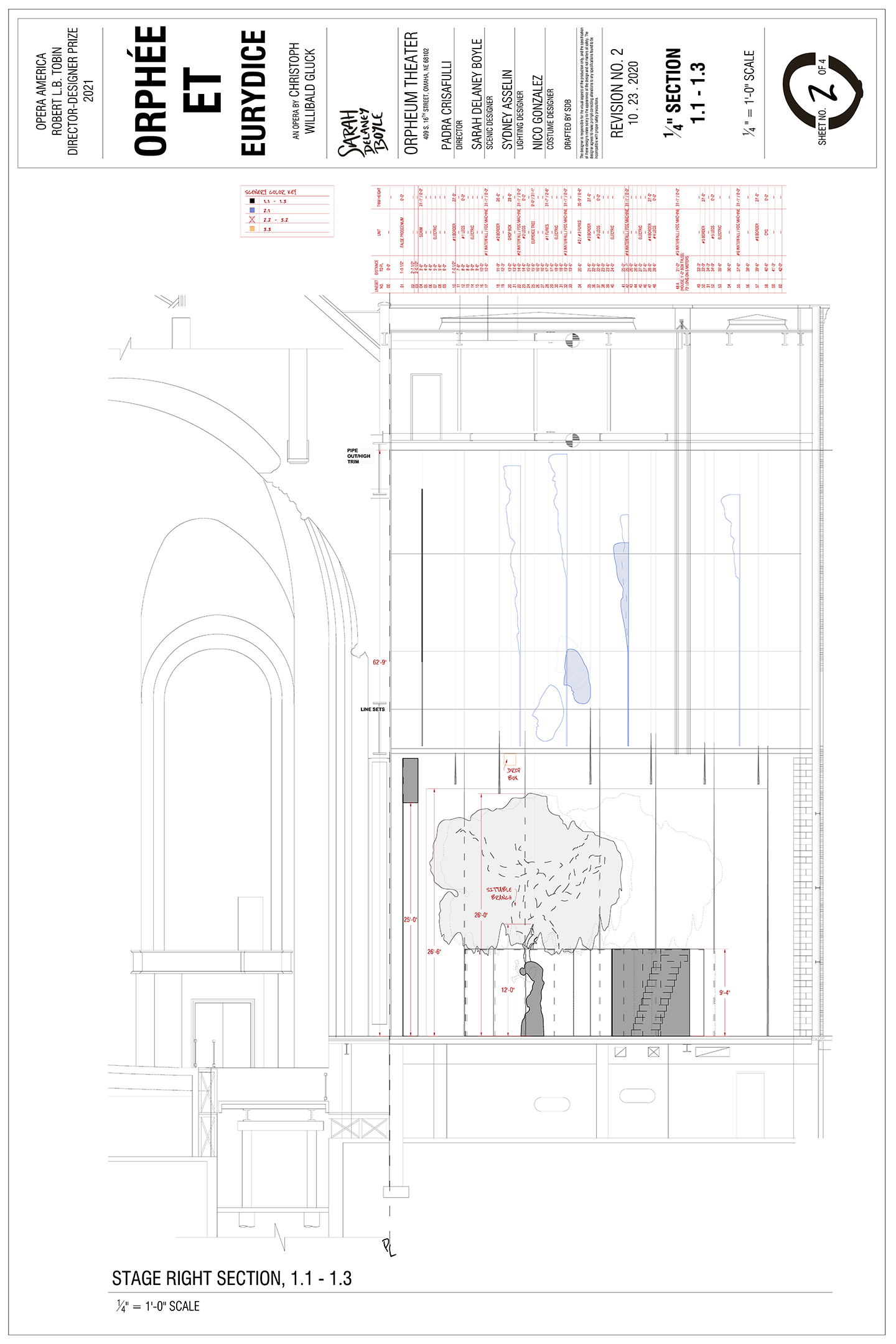 DRAFTING FOR "ORPHÉE ET EURYDICE," THEORECTICAL DESIGN