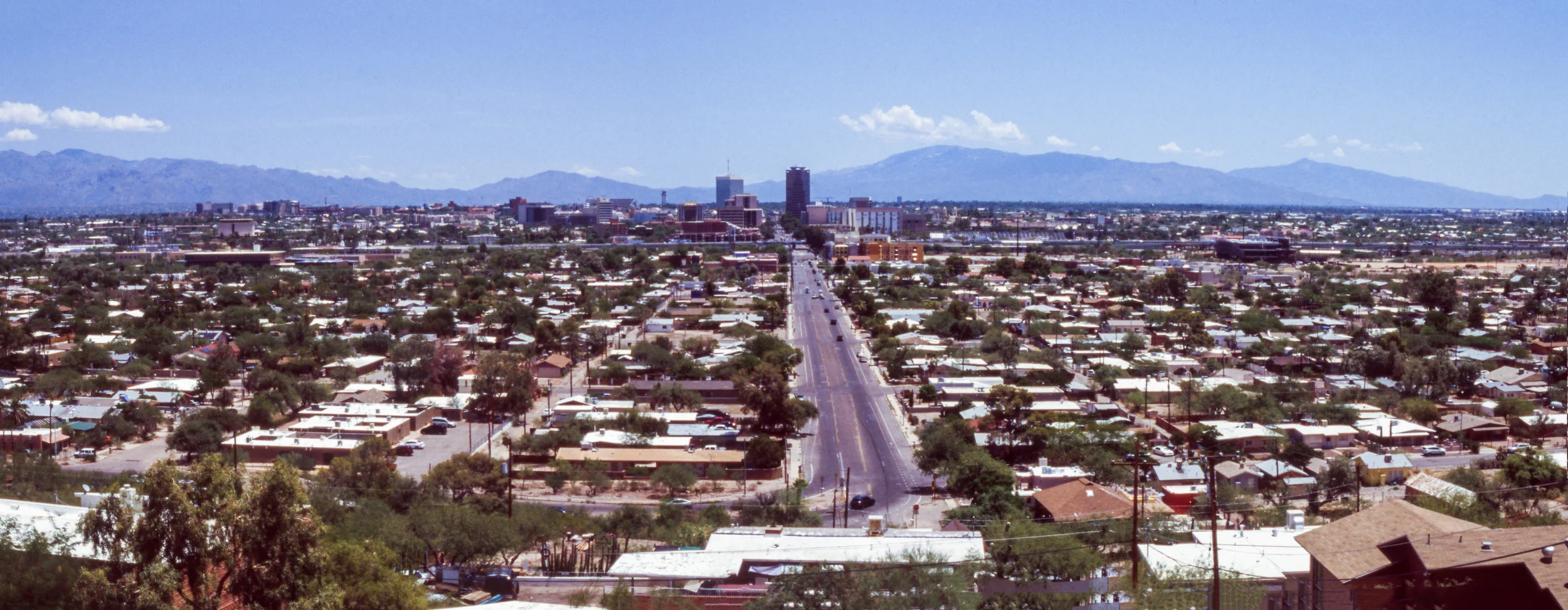 Panoramic view of Tucson, Arizona, from the west side of town (Fuji Provia 400X, expired)