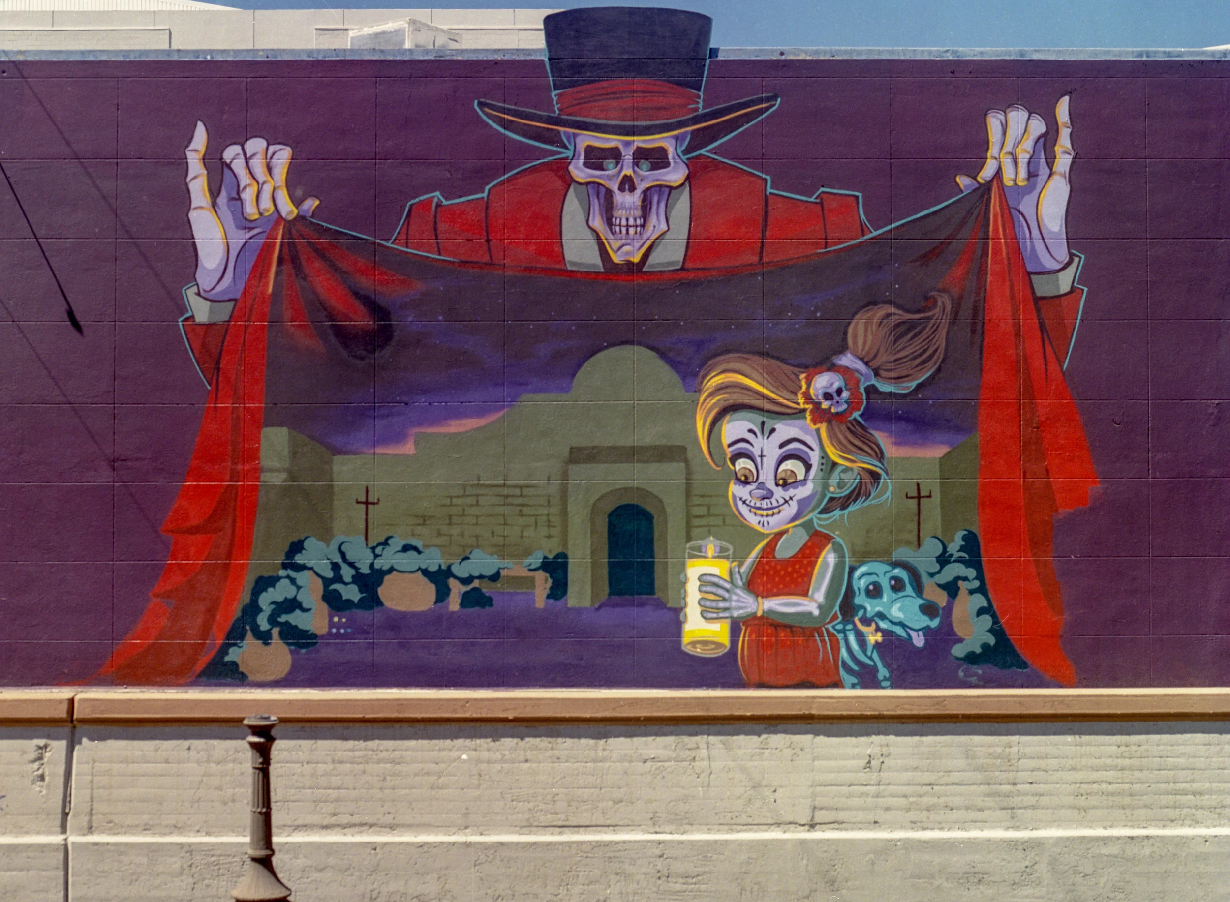 Dia de Los Muertos Mural by Rock "Cyfi" Martinez, Joel Valdez, and Zina Rubiner, Tucson, AZ (Kodak Portra 400, EI 200)