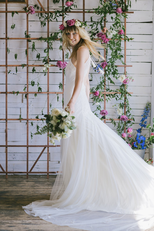 Modern Made in the USA Couture Wedding Dress 