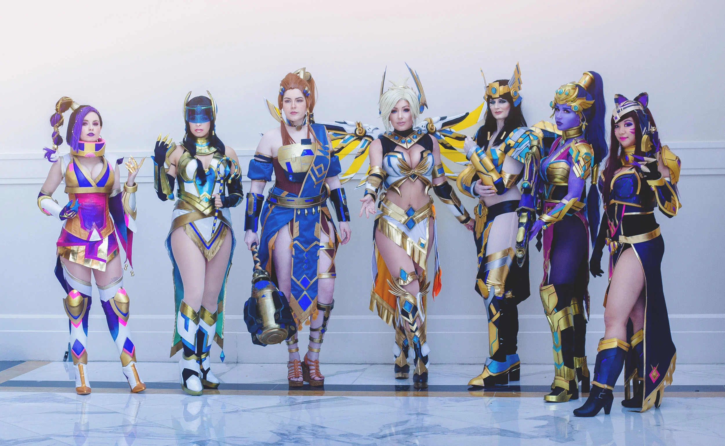Photo @ShotbyETC Sombra - @AzuletteCosplay Mercy - @jessicanigri DVA - @gladzykei Pharah - @Sayakatcosplay Widowmaker - @Lynnunlimited Symmetra - @BeckaNoel Ashe - @bindismalls Brigitte - @Saya_Costumes Mcree - @rad.cosplay Designs by @GladzyKei