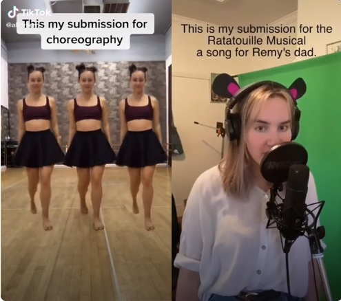 A TikTok duet showing choreography by @allykerr_ to go with a song written by @fettuccinefettuqueen
