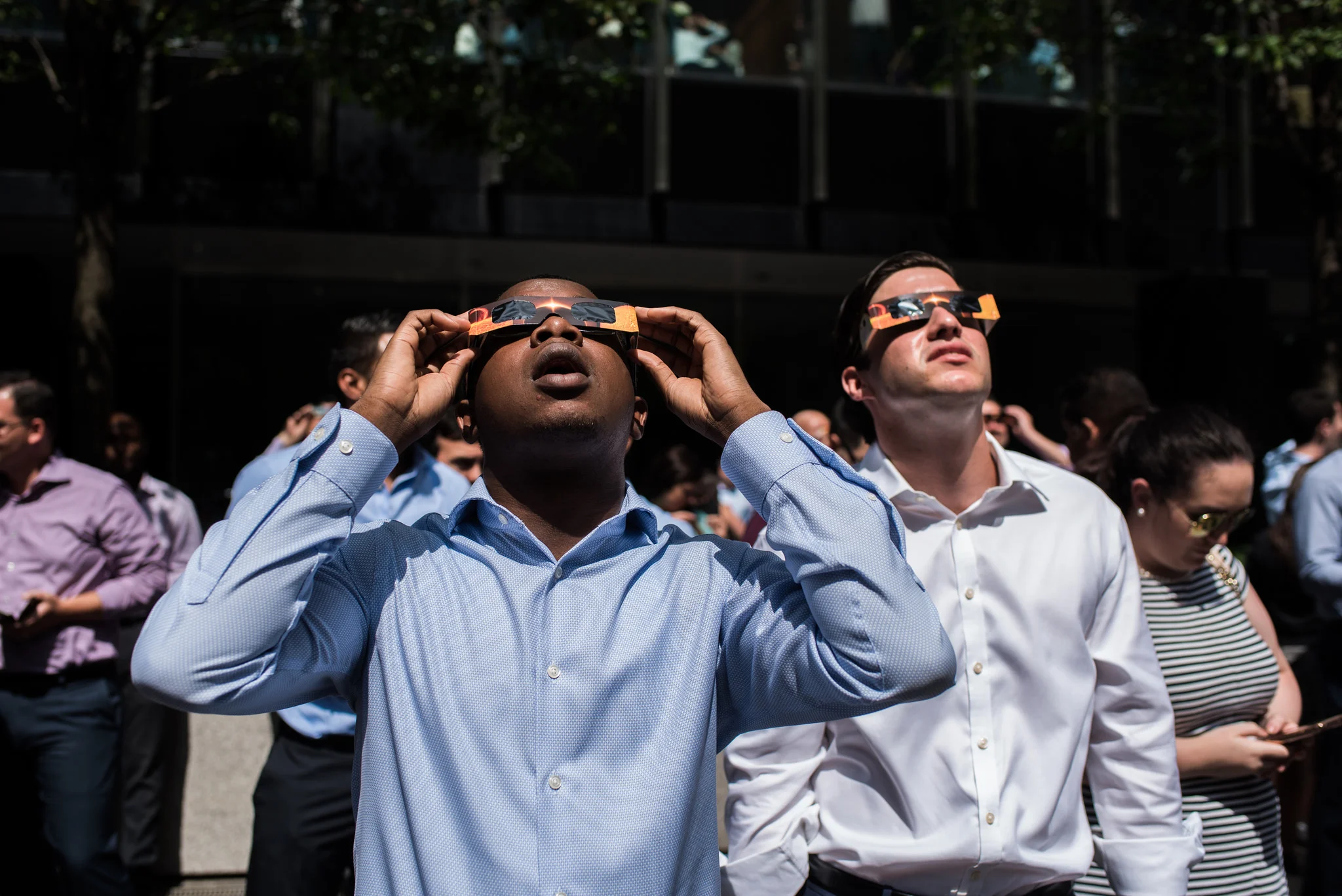 Watching the eclipse in Manhattan