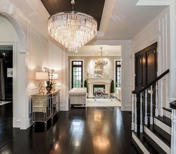 By Castlewood Custom Builder s - Dark flooring, dark windows, dark doors and even a pop of black on the ceiling are just loveee