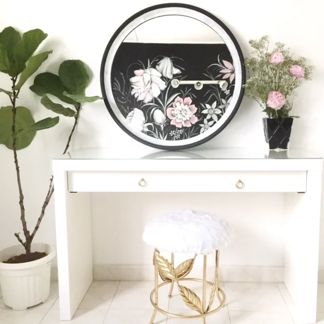 The Ikea dressing table with added touch of gold and my half DIY stool