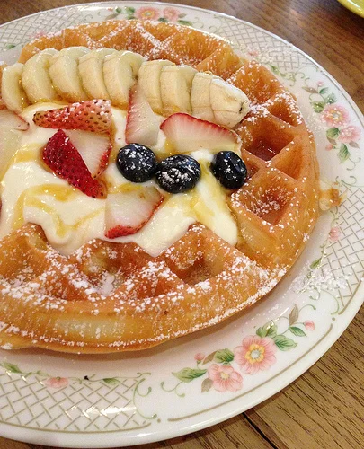 Buttermilk Waffles & Latte at Strangers' Reunion