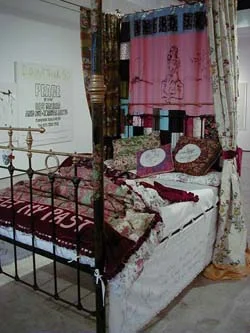 Tracey Emin, To Meet My Past, 2002 Mixed media installation comprised of a four poster bed, mattress and appliquéd linens and curtains Dimensions variable