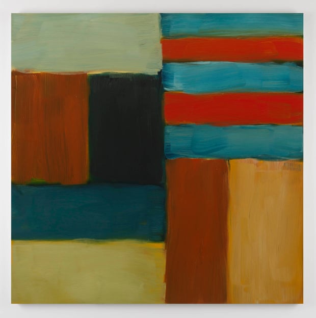 Sean Scully, Cut Ground Blue Red 2011, oil on linen, 153 x 153 cm