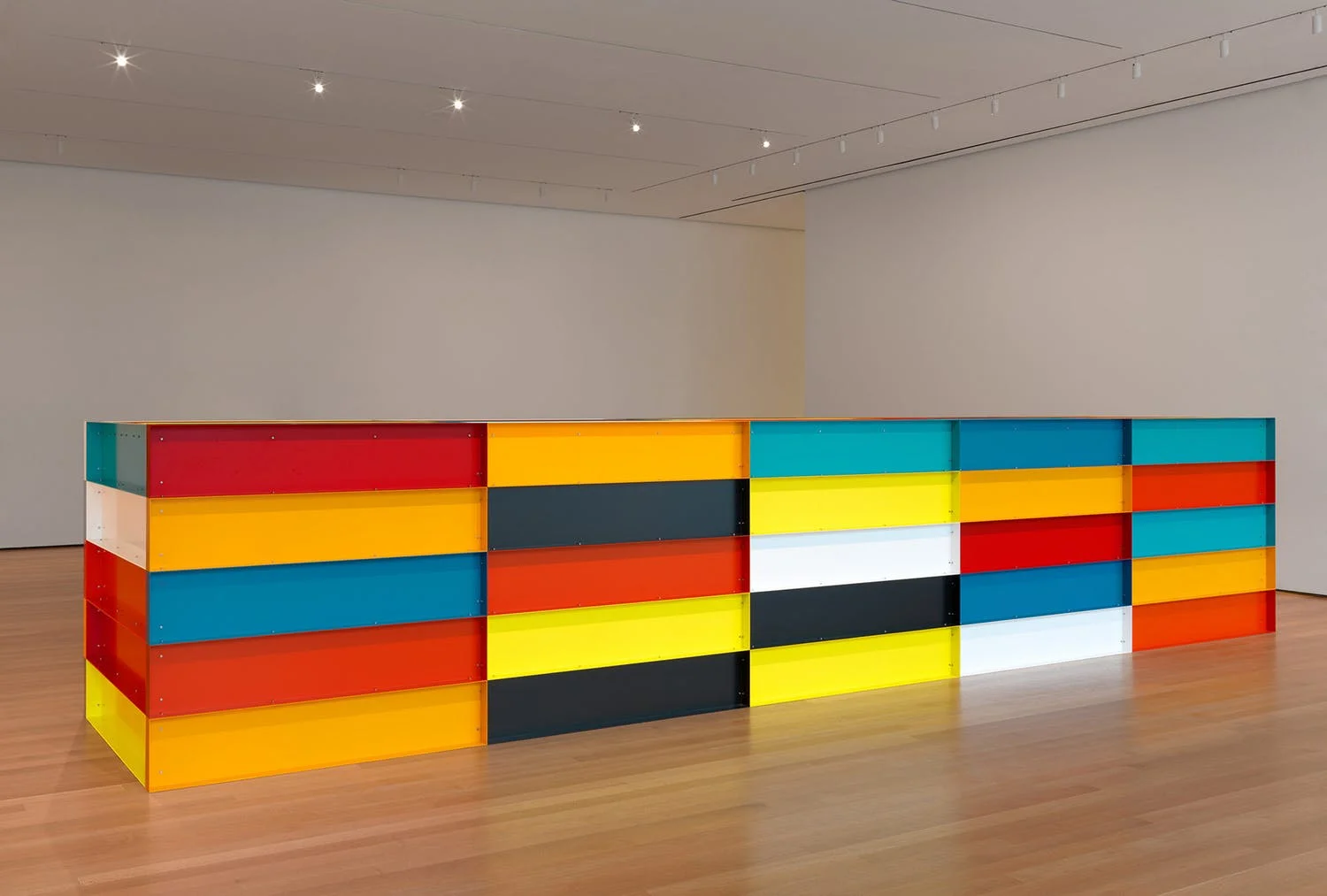 Donald Judd, Untitled 199, Enameled aluminum, 150 x 750 x 165 cm
