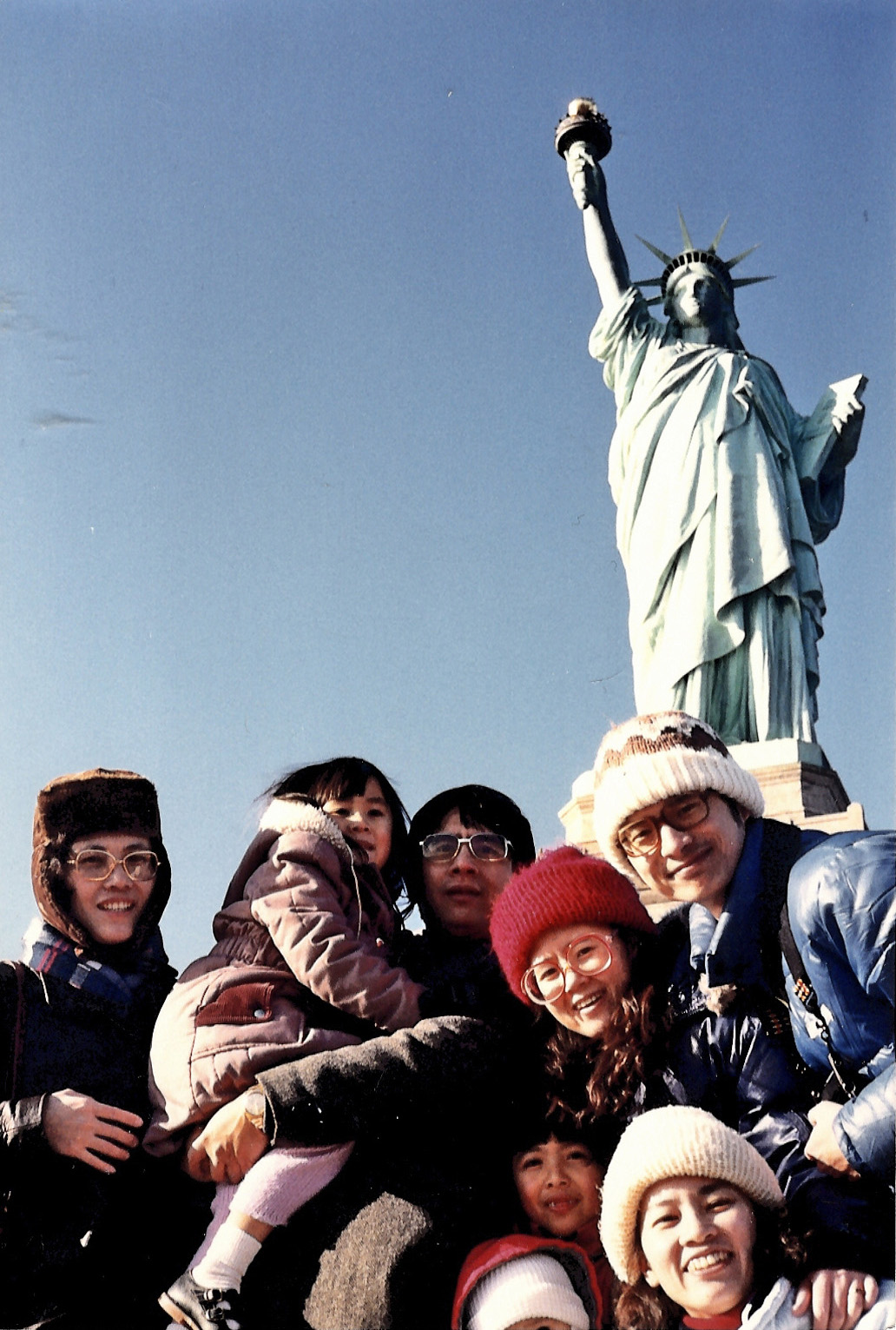 I am the very first person in my family to be born in the United States.  With all of my extended family in Taiwan, I remember many trips to Lady Liberty as a child with visiting relatives.