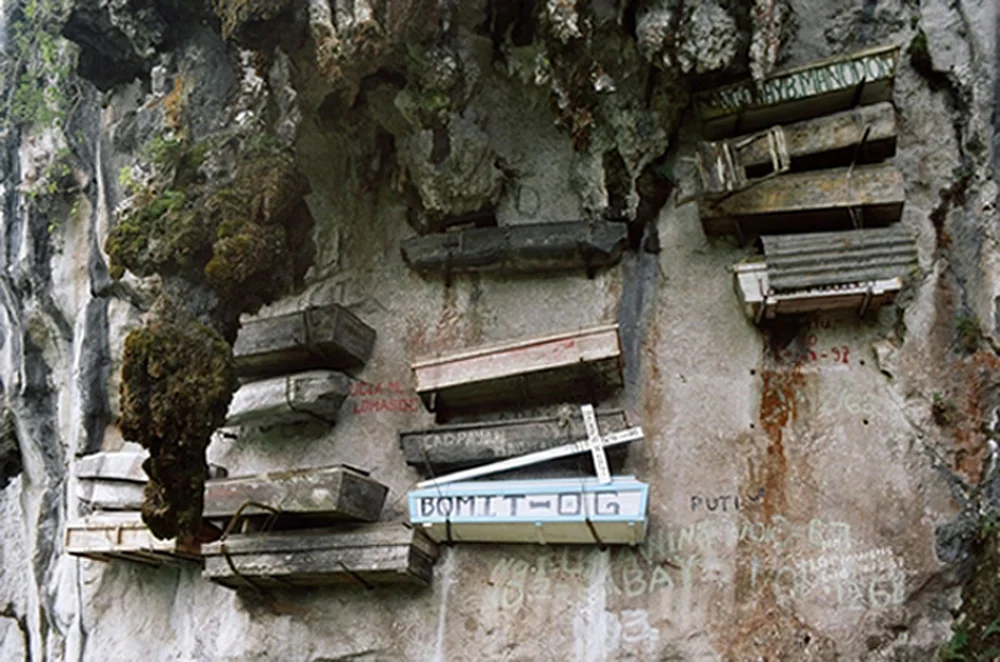 Hanging coffins of the Igorot people, Philippines.