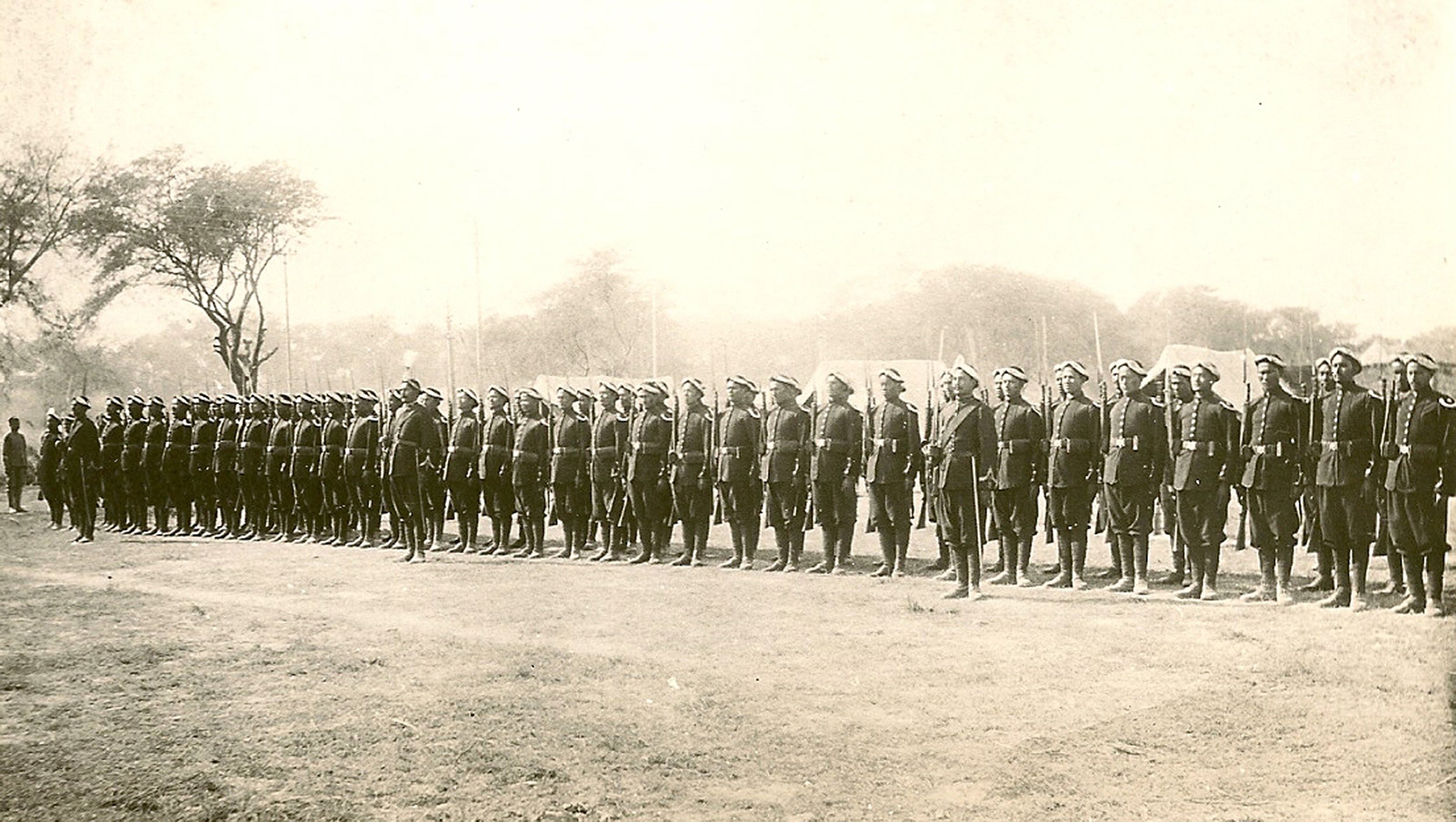 Soldiers on parade, 1855.