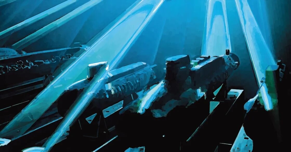 Oceanic search lights
(Nachtspektakel 7) 12x25cm, uv-print on aluminium, 1/1
.
.
.
#submarines #digitaldrawing #darkwaters  #art #contemporarydrawing #contemporaryart #submarinefleet #firstone #drawingart #searchlights #oceanicart