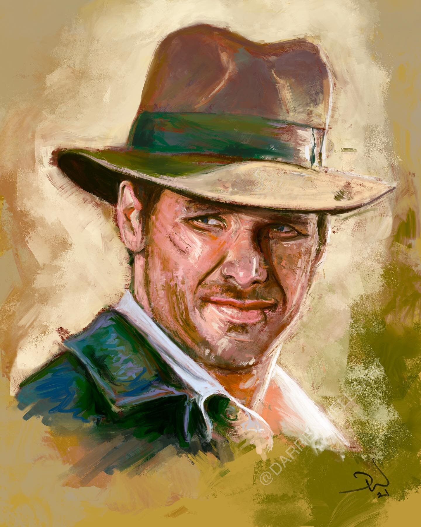 &ldquo;If you want to be a good archeologist, you gotta get out of the library.&rdquo; 🤠 Ventured into the unfinished projects folder to rescue this portrait of everyone&rsquo;s favourite part-time professor, Indiana Jones. Swipe for the process vid