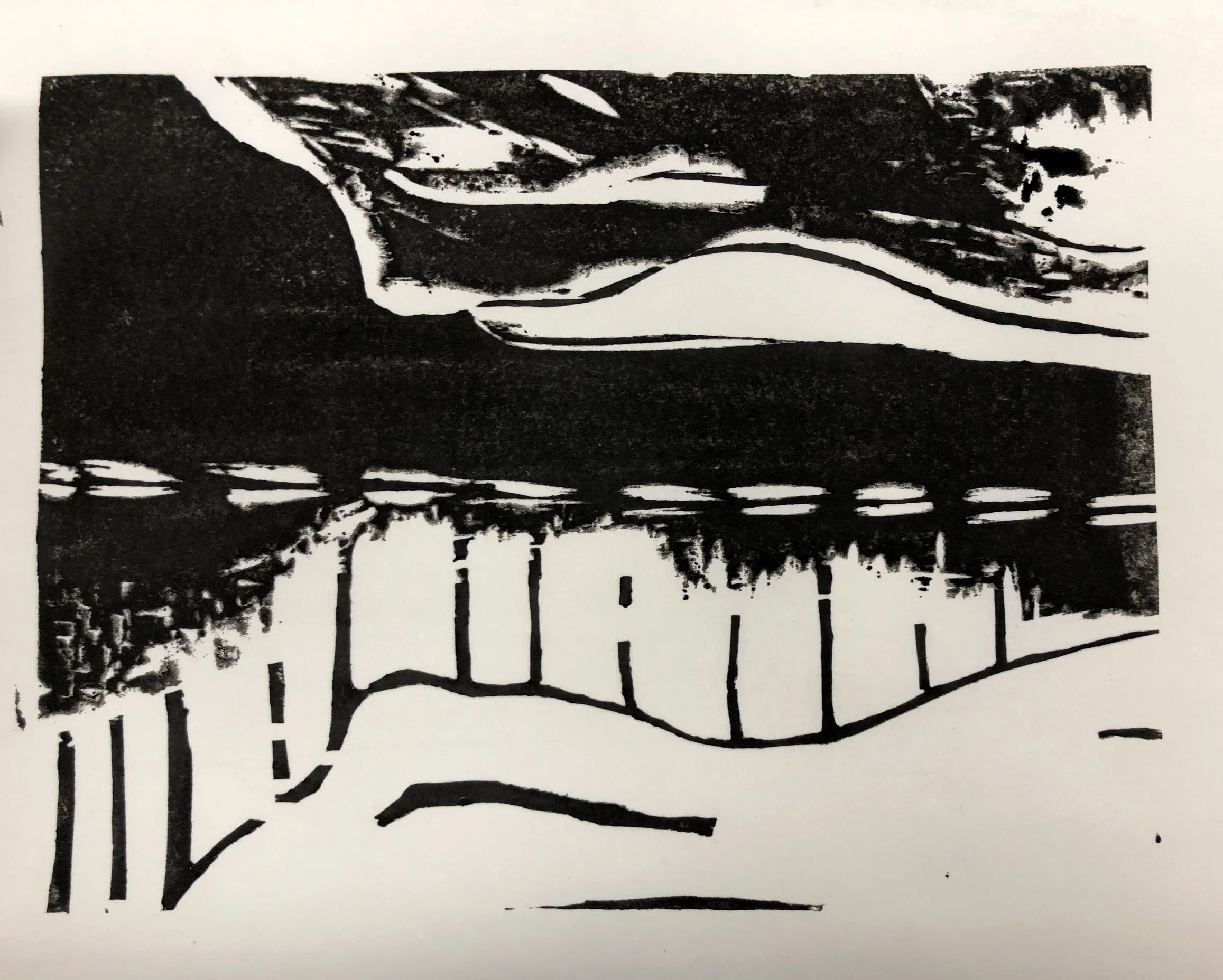 Untitled Relief using Sumi Ink on Torinoko Japanese handmade paper 9 x 12 inch (without border)