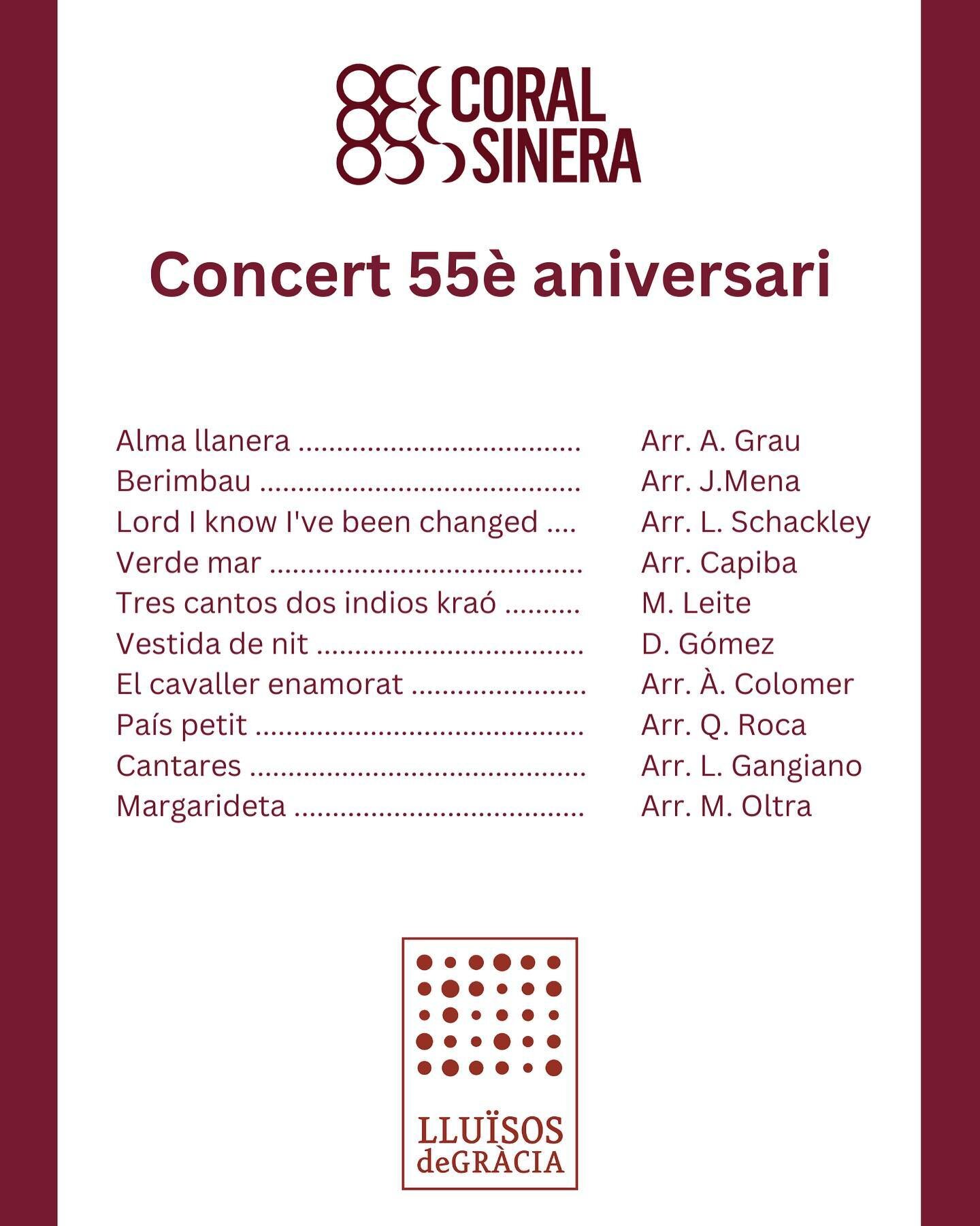 El programa del concert del nostre 55&egrave; aniversari🎂

@lluisosdegracia