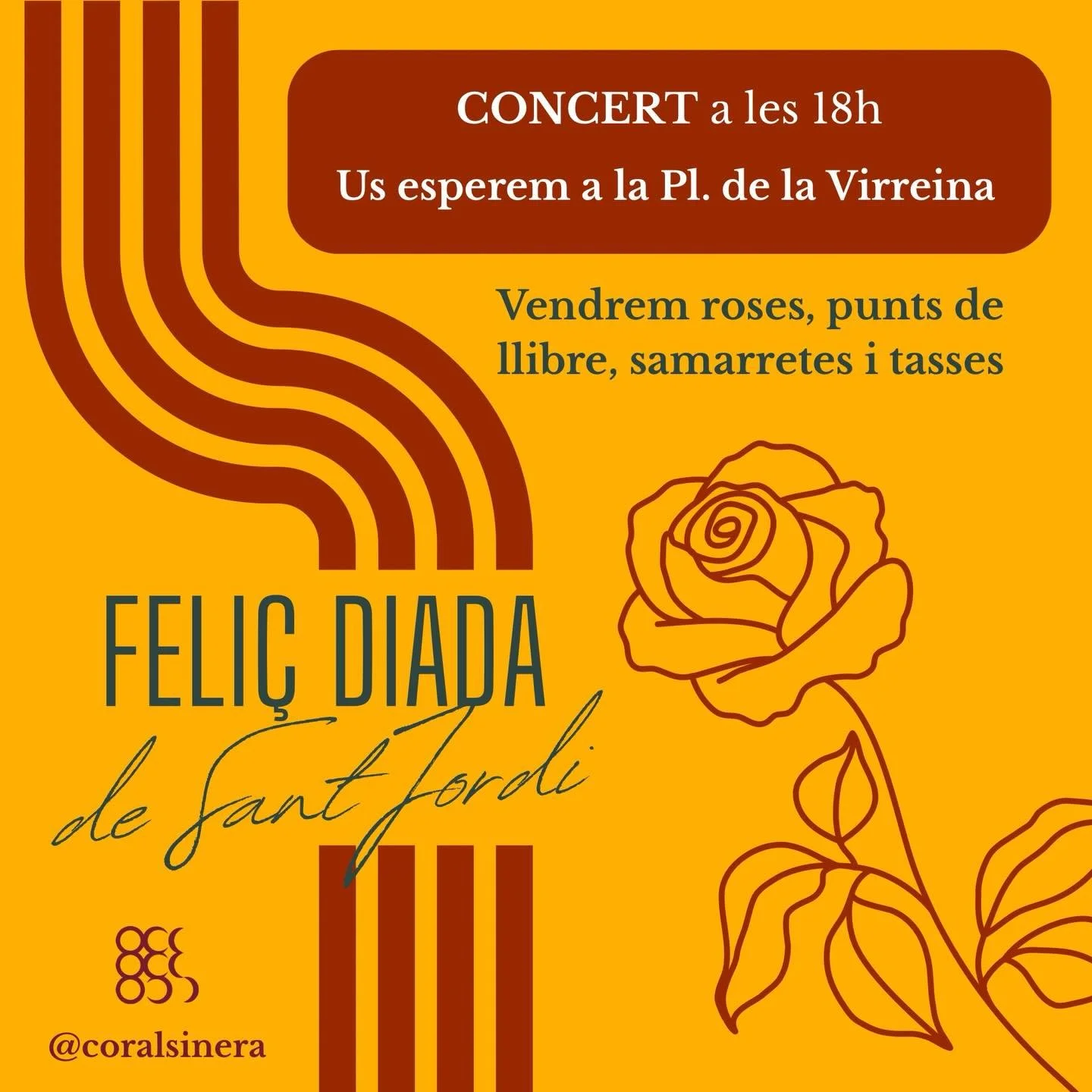 a arriba Sant Jordi i a Coral Sinera el vivim amb moltes ganes! 🌹📚

Aquest 23 d&rsquo;abril serem a la Pla&ccedil;a de la Virreina amb la nostra paradeta, plena de roses ideals per sorprendre a qui m&eacute;s estimeu en un dia tan especial.

A m&ea