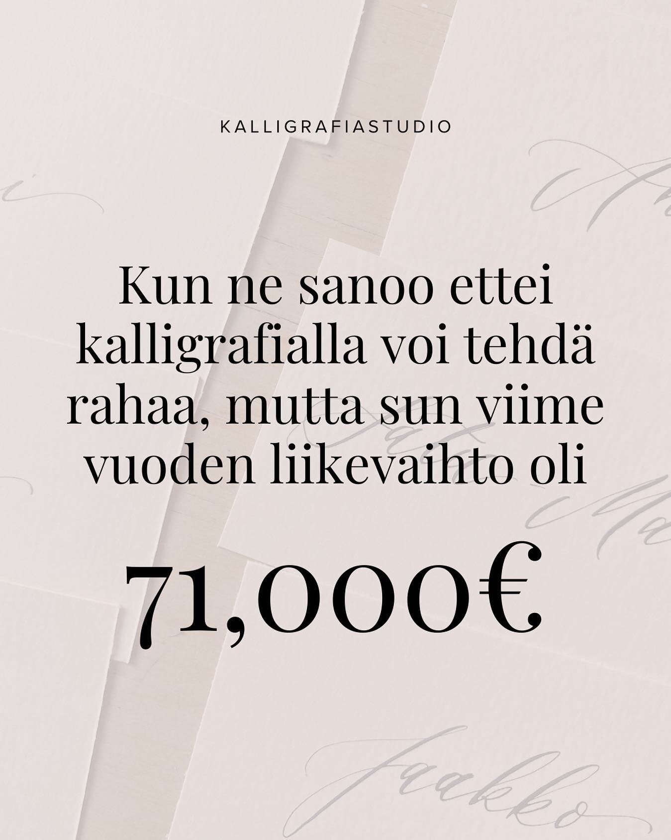 Puhutaanko hetki rahasta, kun luovalla alalla sit&auml; on kuulemma mahdotonta tienata?

Harrastuksesta ei kuulemma voi tehd&auml; itselleen ammattia? Kirjainten piirtelyll&auml; ei kuulemma saa rahaa?

Saanen nyt tuoreen 2022 tilinp&auml;&auml;t&oum