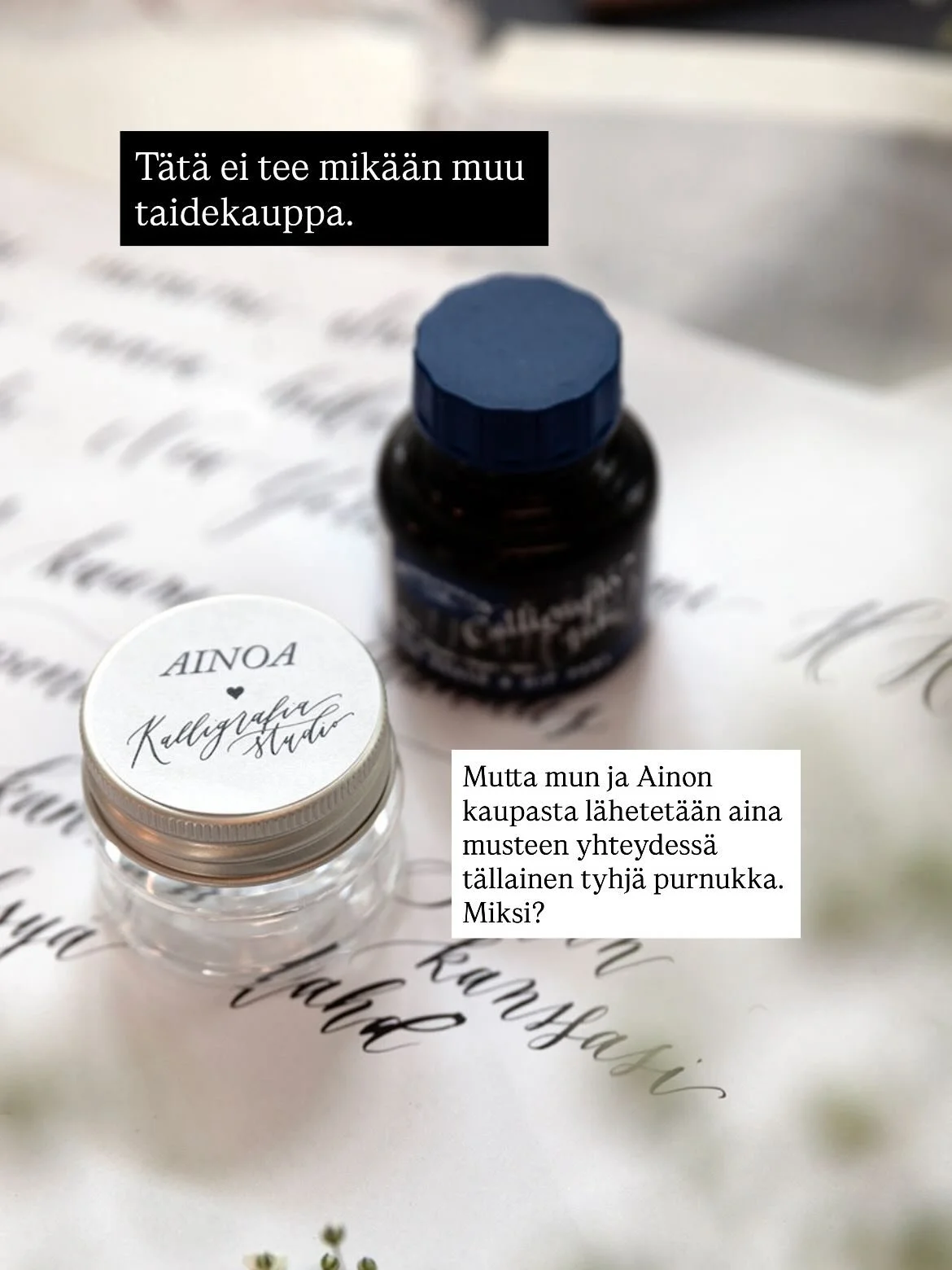 Ps. Jos lenn&auml;t kalligrafiatarvikkeiden kanssa niin lentokoneessa ilmanpaineet vaihtelee, yleens&auml; t&auml;&auml; purnukka kest&auml;&auml; senkin (toisin kuin kaikki muut kokeilemani jotka vuotaa poikkeuksetta). Mutta kannattaa se silti k&aum