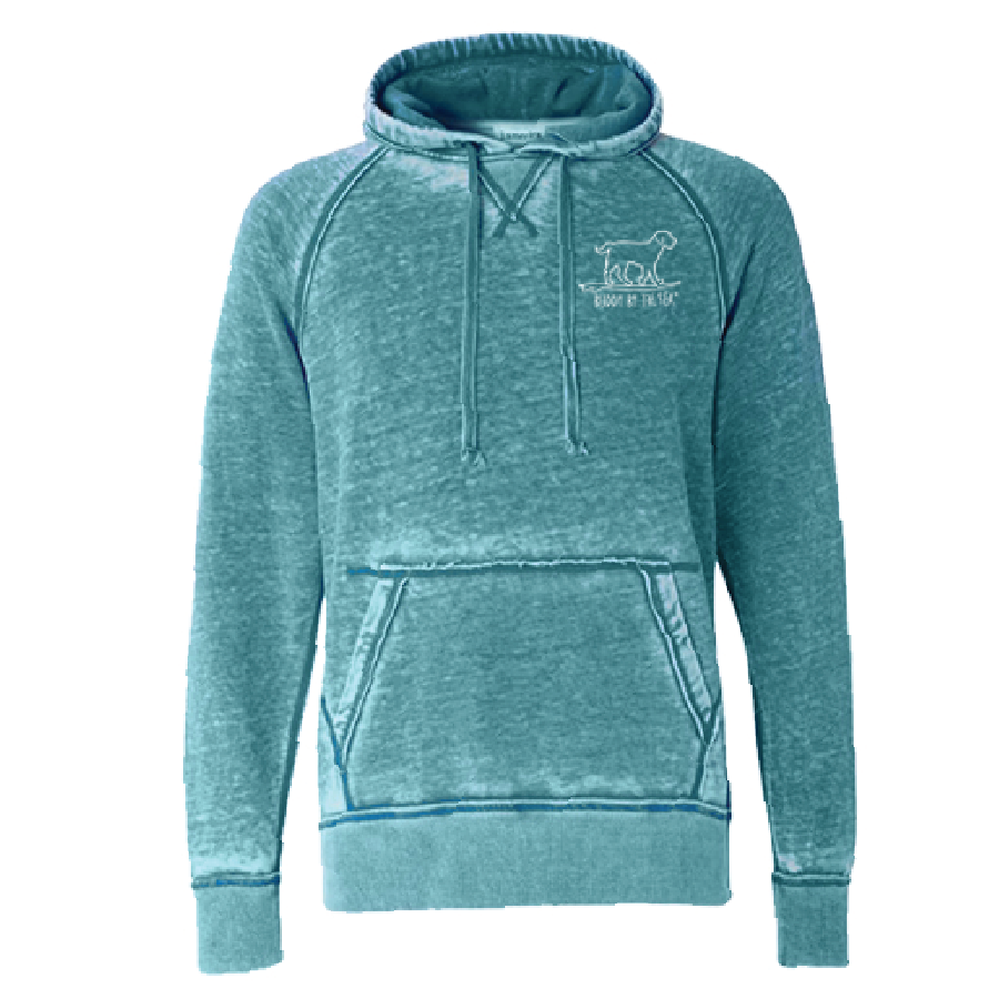 Good Tides on Azure Blue Burnout Hoodie — Buddy by the Sea