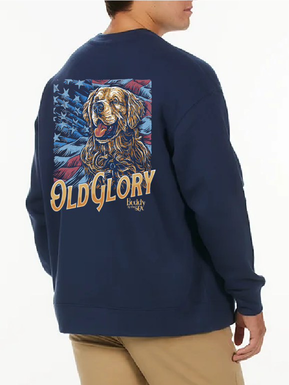 Old Glory Patriotic Fleece Crewneck Sweatshirt