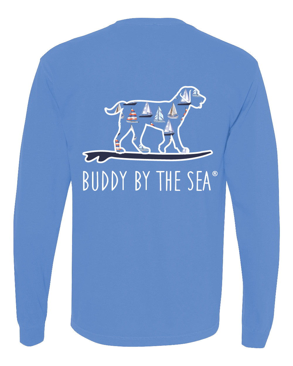 'Happy Sailing' Porch Blue Unisex Long Sleeve Shirt