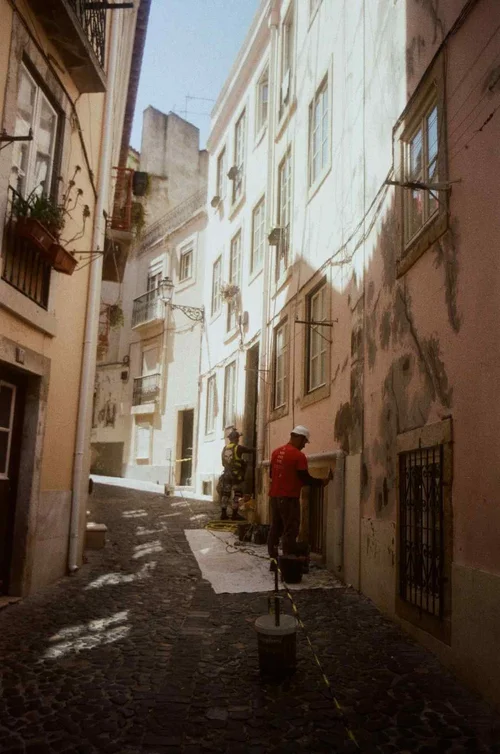 Film photograph of a street in Lisbon