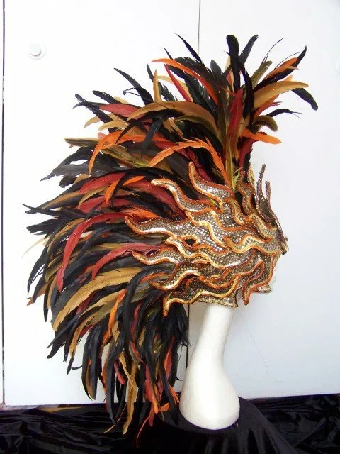 Carnival Style Headdress, Mixed Colors, Flame Detail