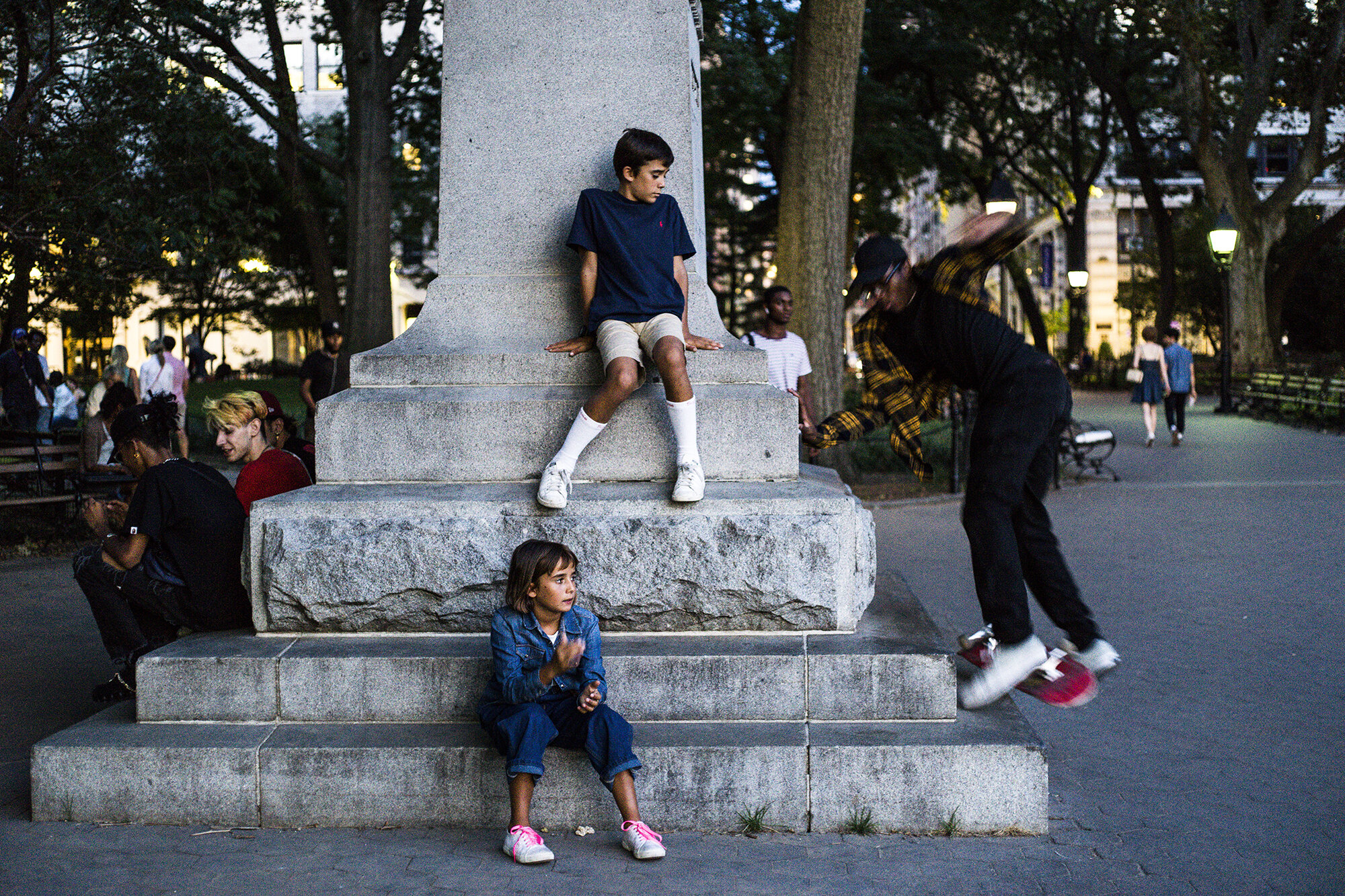 Skateboarder and Kids, Washington Square Park